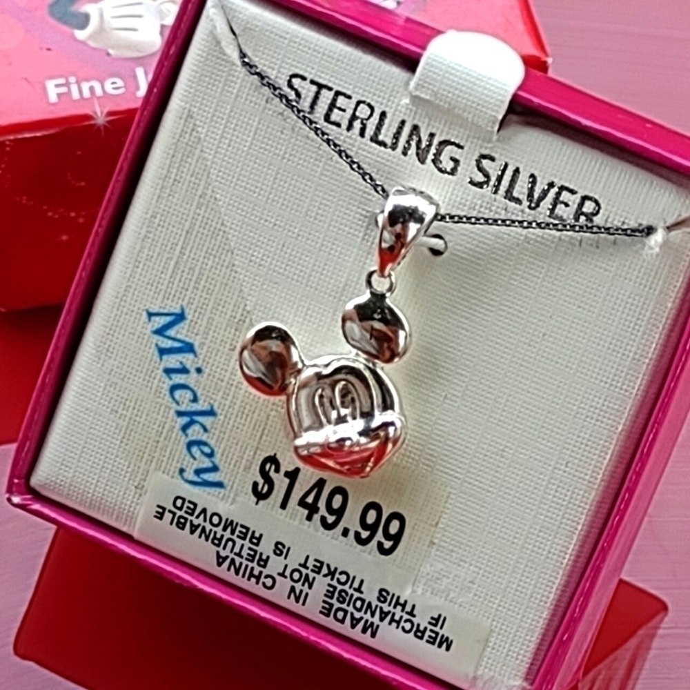 Disney Vintage 925 Mickey Mouse Charm/Necklace New with Tags in Box
